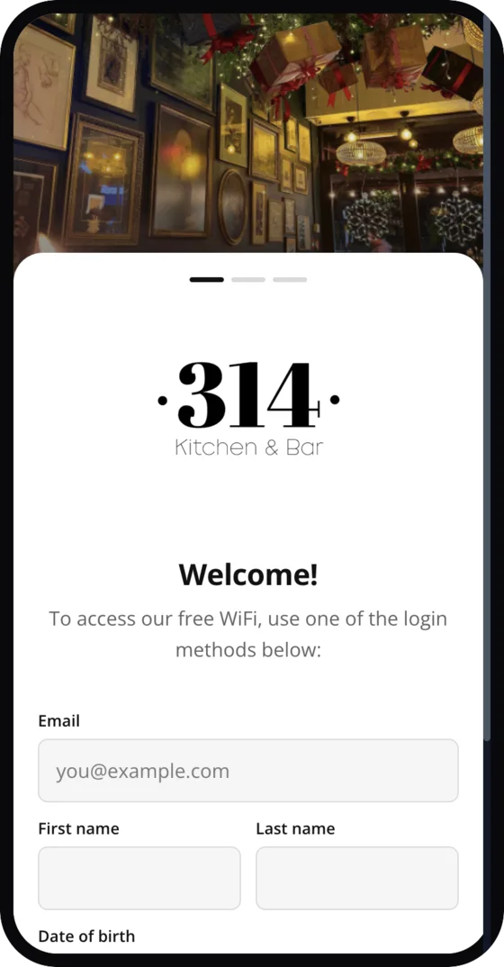 The wifi login page as a guest sees it on their phone